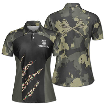 Customize Name Camo Dart Shirts Darts Retro Style Women's Polo Shirt S-5XL