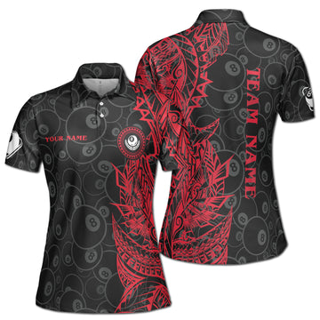 Custom Name Team Name Tribal 8 Balls Billiard Women's Polo Shirt S-5XL