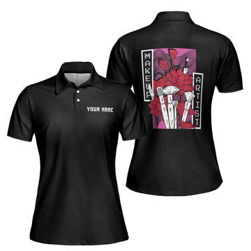 Custom Name Makeup Artist with Floral Women's Polo S-5XL
