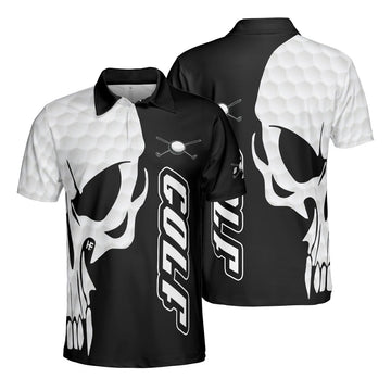 Golf And Skull Design Black White Best Gift For Golfers Men's Polo Shirt