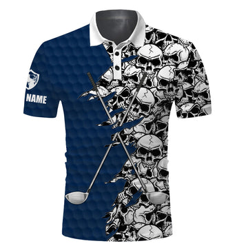 Personalized Skull Golf Clubs Polo Shirt Custom Name Gift Men's Polo Shirt S-5XL