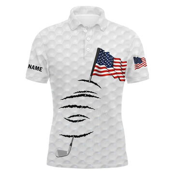 Custom Name American Flag 4th July Apparel Personalized Gift Men's Polo Shirt