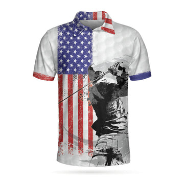 American Golfer Short Sleeve Patriotic Golf Club Style Men's Polo Shirt S-5XL