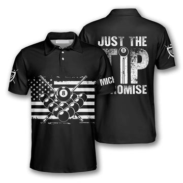 Custom Name Billiard Just the Tip I Promise Team Men's Polo Shirt S-5XL
