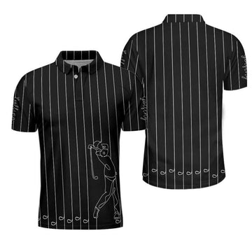 Black & White Vertical Lines Golf Golf Shirt for Men Men's Polo Shirt S-5XL