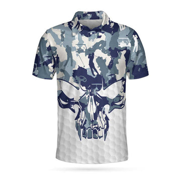Blue White Camouflage Skull Golf Polo Shirt Men's Polo Shirt S-5XL