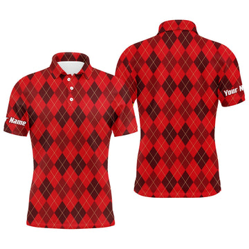Custom Golf Polo Shirt Gift Funny Christmas Plaid Argyle Men's Polo Shirt S-5XL