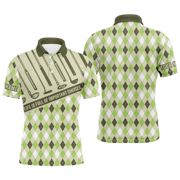 Custom Golf Argyle Pattern Apparel Gift For Golfer Team Men's Polo Shirt S-5XL