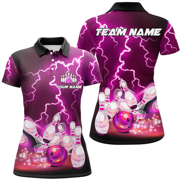 Custom Lightning Thunder Bowling Team Gift For Bowlers Women's Polo Shirts S-5XL
