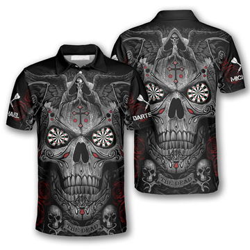 Custom 3D All Over Print Grim Reaper Praying Cross Skull Men's Polo Shirt S-5XL