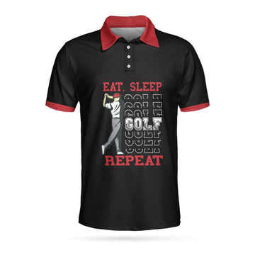 Custom Name Eat Sleep Golf Repeat Sporty Short Sleeve Men's Polo Shirt S-5XL