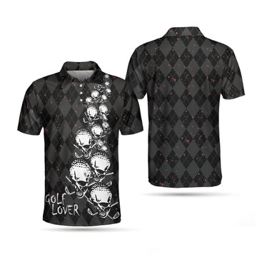 Elegant Skull Golf Lover Shirt Black Men's Polo Shirt S-5XL