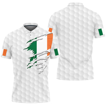 Golf Texture Ireland Flag Perfect Outfit For Golfers Men's Polo Shirt