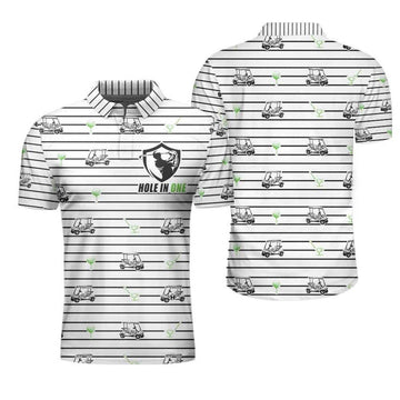 Golf Equipment Stripe Line Black White Men's Polo Shirt S-5XL