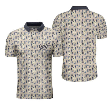 Golf Objects Pattern Short Sleeve Shirt Golf Tee Club Men's Polo Shirt S-5XL