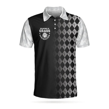Golf Weapons Of Grass Destruction Black White Polo Shirt Men's Polo Shirt S-5XL