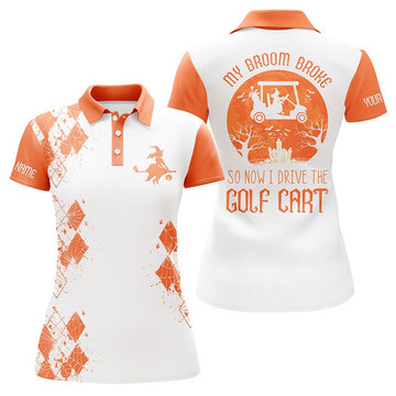 Funny Custom Halloween Golf Cart Driving Gift for Golf Women's Polo Shirts S-5XL