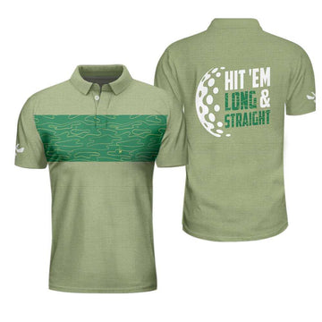 Hit Em Long Straight Golf Course Pattern Cool Gift Men's Polo Shirt S-5XL