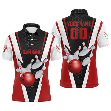 Strike Bowling Custom Red Bowling Polo Shirt Size S-5XL Men's Polo Shirt