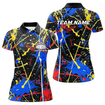 Custom Personalized Colorful Bowling Team Shirts Women's Polo Shirts S-5XL