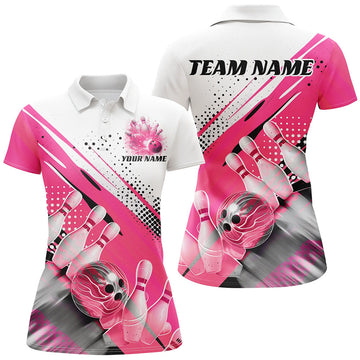 Custom Name Bowling Team Polo For Women Bowling Style Women's Polo Shirts S-5XL