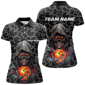 Custom Halloween Skull Bowling Outfits for Bowling League Women's Polo Shirts S-5XL