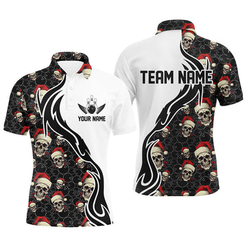 Custom Christmas Skull Team Bowling Men's Polo Shirt