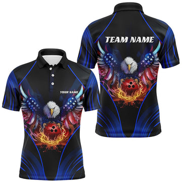 Custom Eagle Patriotic Bowling Jersey US Mens Polo Shirt S-5XL