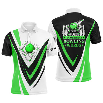 Custom Bowling Words Green Men's Polo Shirt S-5XL