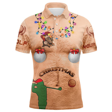 Custom Christmas Golf Men's Polo Shirt Personalized Gift for Golf Lovers