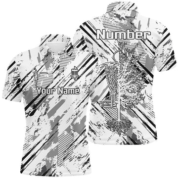 Black and white abstract line halftone pattern Men's Polo shirt Size S-5XL