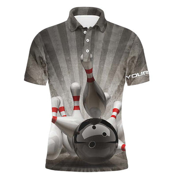Personalized vintage bowling shirt custom name black S-5XL Men's Polo shirt