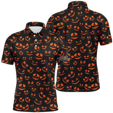 Funny Men's Golf Polo Shirt Halloween Orange Black Custom Men's Polo Shirt S-5XL