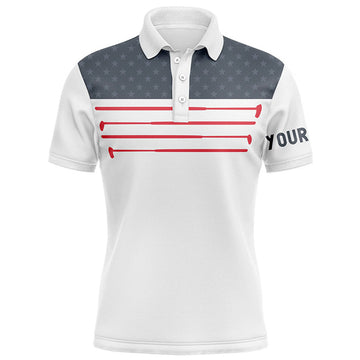 Custom American Flag White Golf Shirt Patriotic Men's Polo Shirt S-5XL