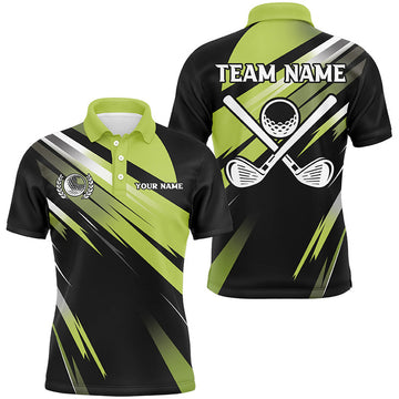 Custom Green Black Golf Polo Golf Ball Clubs Gift Men's Polo Shirt S-5XL