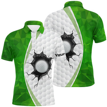 Green White Golf Ball Pattern Golf Outfit Men's Polo Shirt S-5XL