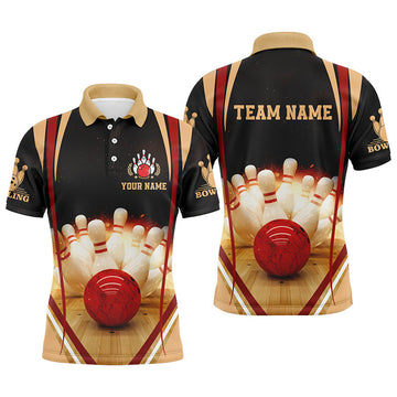Custom Black Vintage Bowling Team Shirts with Custom Name Men's Polo Shirt S-5XL