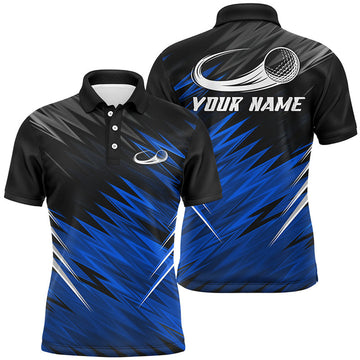 Custom Blue and Black Pattern Golf Shirt Personalized Gift Men's Polo Shirt S-5XL