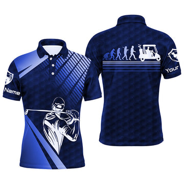 Custom Name Blue Golf Evolution Funny Golf Top Men's Polo Shirt S-5XL