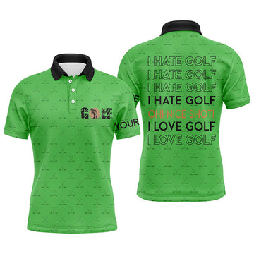 Custom Funny Golf Polo Shirt Green Pattern Men's Polo Shirt S-5XL
