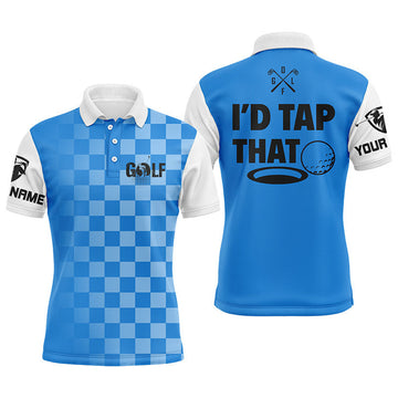 Custom Name Gingham Golf Shirt I'd Tap That Personalized Gift Men's Polo Shirt