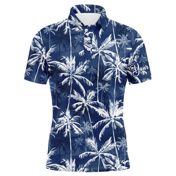 Men Golf Polo UPF Shirt Tropical Blue Palms Custom Team Men's Polo Shirt S-5XL