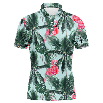 Pink Flamingos Tropical Palm Custom Team Golf Men's Polo Shirt S-5XL
