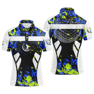 Custom Green Blue Camo Golf Shirt Personalized Gift Men's Polo Shirt S-5XL