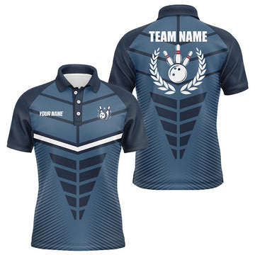 Custom Navy Blue Bowling Team League Jerseys Men's Polo Shirt S-5XL