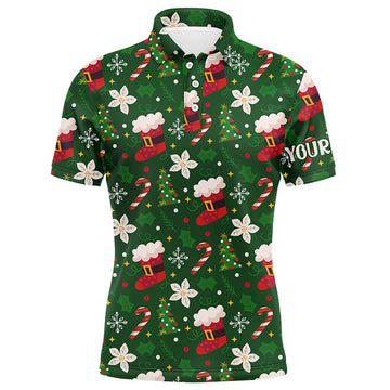 Funny Green Christmas Pattern Custom Golf Gift Men's Polo Shirt S-5XL