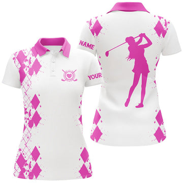 Custom Name Golf Shirt White Personalized Golfing Gift Women's Polo Shirts S-5XL