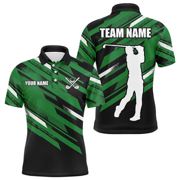 Custom Black and Green Golf Attire Gift for Men Men's Polo Shirt S-5XL