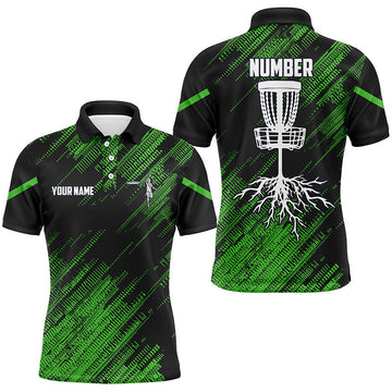 Green Camo Black Disc Golf Team Frisbee Golf Men's Polo Shirt S-5XL