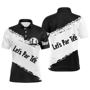 Let's Par Tee Custom Black and White Golf Wear Men's Polo Shirt S-5XL